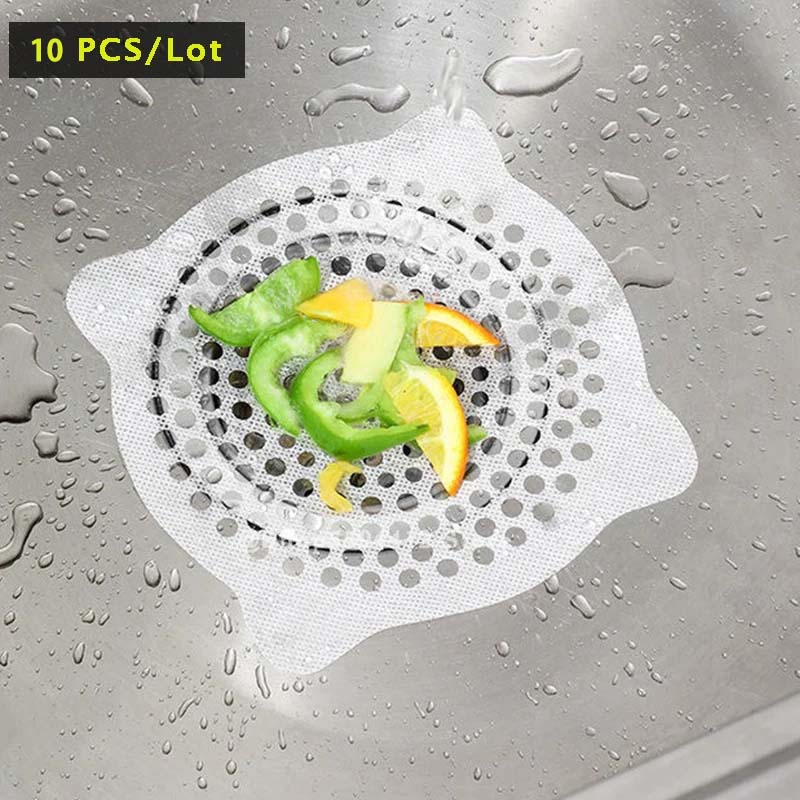 

10 шт одноразовые наклейки для слива пола 10 см фильтр для волос сито для раковины нетканый материал чистящая бумага для ванной комнаты кухни