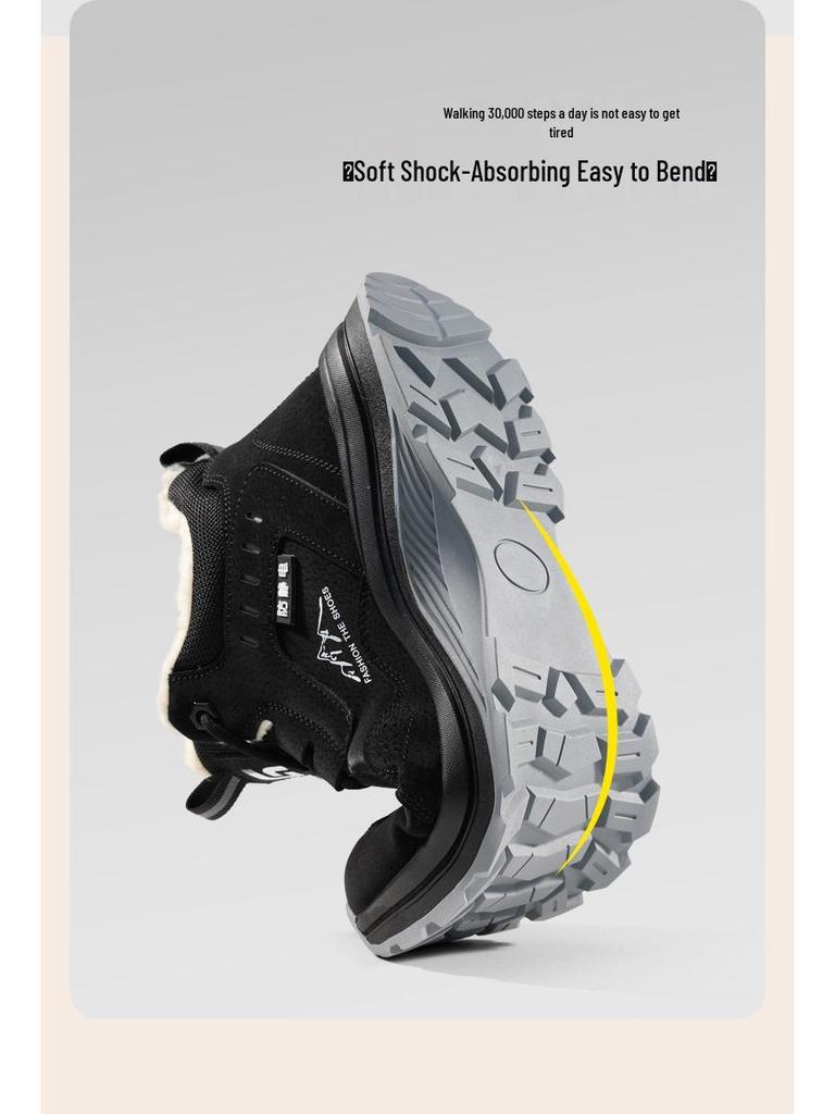 Anti-Static Fleece-Lined Safety Shoes - High-Top, Wear-Resistant, Dust-Free for Winter