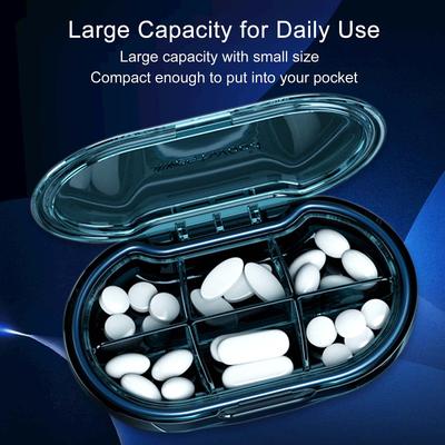 4 Fächer Tragbare Pillendose Premium BPA-frei Tragbare Pillendose Wasserdichter Reise-Medikamentenorganizer mit abnehmbarem Fach