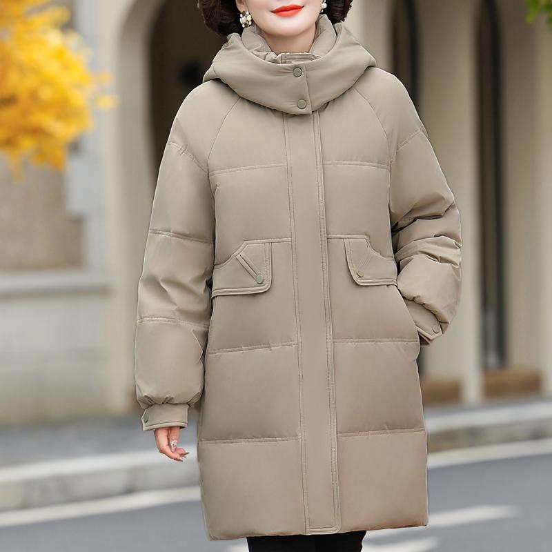 

Женщины среднего возраста зимние длинные пуховики винтажные большие размеры Prakas с капюшоном элегантные толстые теплые пуховики женская верхняя одежда 6XL хаки