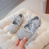 Spring New Girls Sweet Princess Shoes Bow Rhinestone Foreign Style Shallow Mouth Leather Shoes Fashion Children's Crystal Shoes