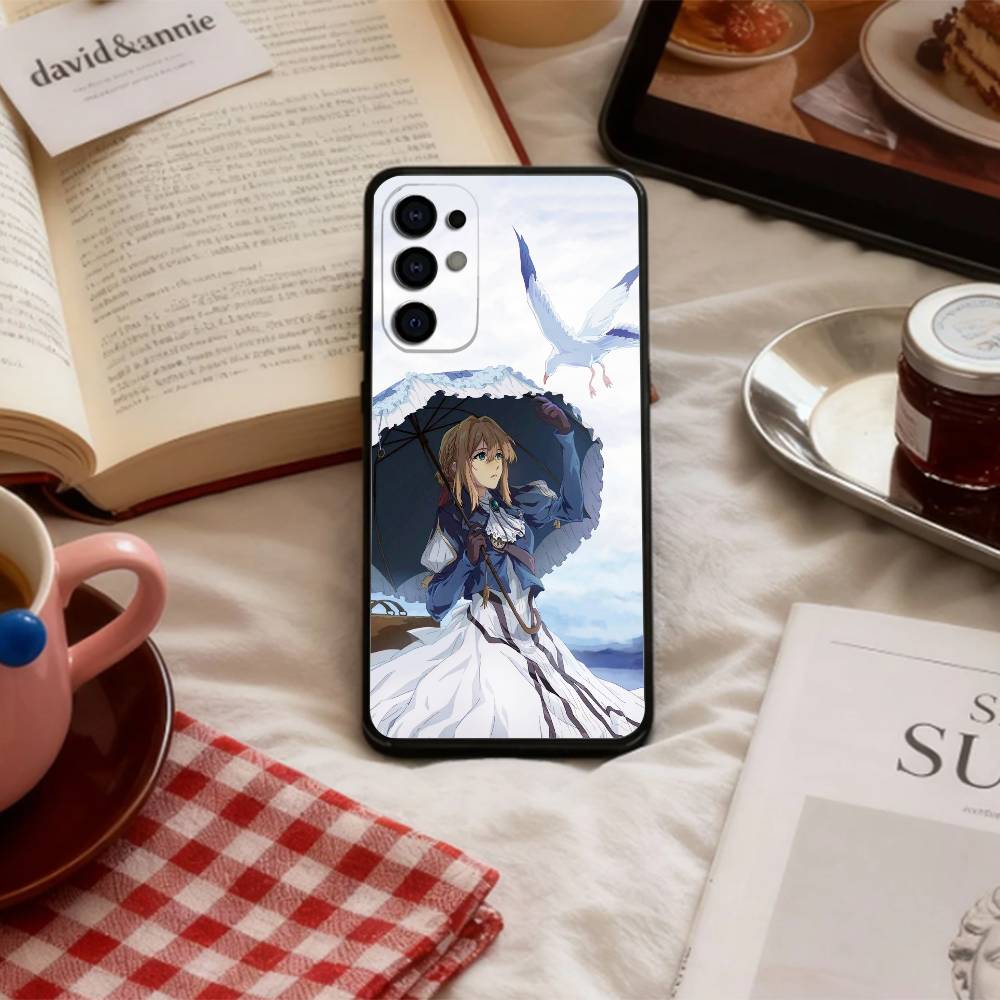 Aesthetic Violet E-Evergarden Phone Case For Samsung S 25,24,23,22,30,21,10,9,Ultra,Plus,Lite,FE,4,5 G Soft Black Case