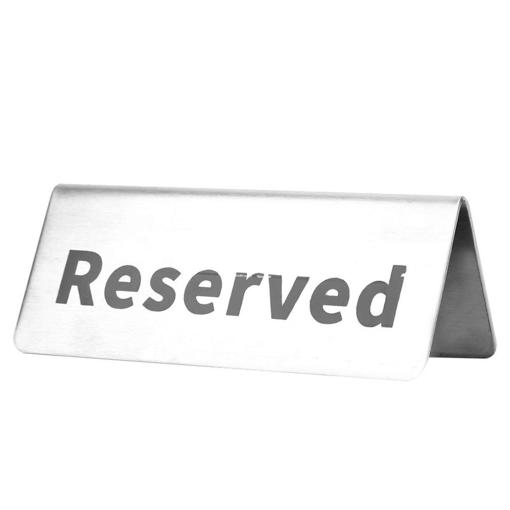 Dubbelsidig bordskylt i rostfritt stål med engelska bokstäver för restaurang, hotell, bar, pub, bordsartiklar - Reserverad