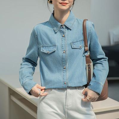 Spring and Autumn Denim Shirt Design Retro New Loose Long Sleeve Casual Versatile Tops Shirt