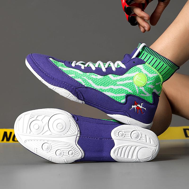 Men Wrestling Boots Boxing Sneakers Teenagers Knit Gym Training Fighting Sneakers Combat Trainers Non-slip Squat Training Shoes