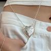 Photo Pendant Heart Locket Necklace Openable Photo Box Pendant Carved Heart Necklace  Sweater Chain