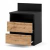 Bedside Table Black Oak Wotan 40cm 2S Shelf Bedroom Furniture