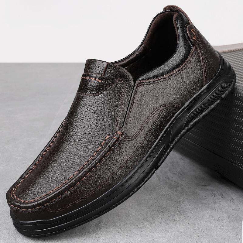 Fashion Summer New Mens Genuine Leather Shoes Soft Soled Casual Flats Outdoor Walking Loafers Comfort Fashion Hiking Footwear Moccasins