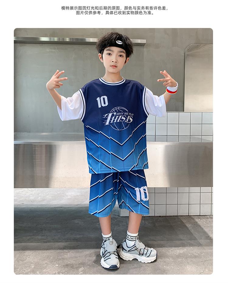 Boys' summer basketball suit set new 2026 mid to large children's summer short sleeved quick drying sports football suit trend