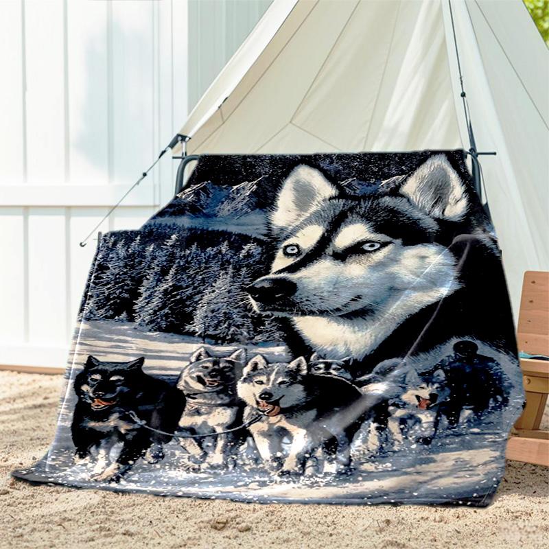 1pc Wolf Pattern Blanket, All Season Lightweight Home Office Outdoor Nap Multifunctional Blanket