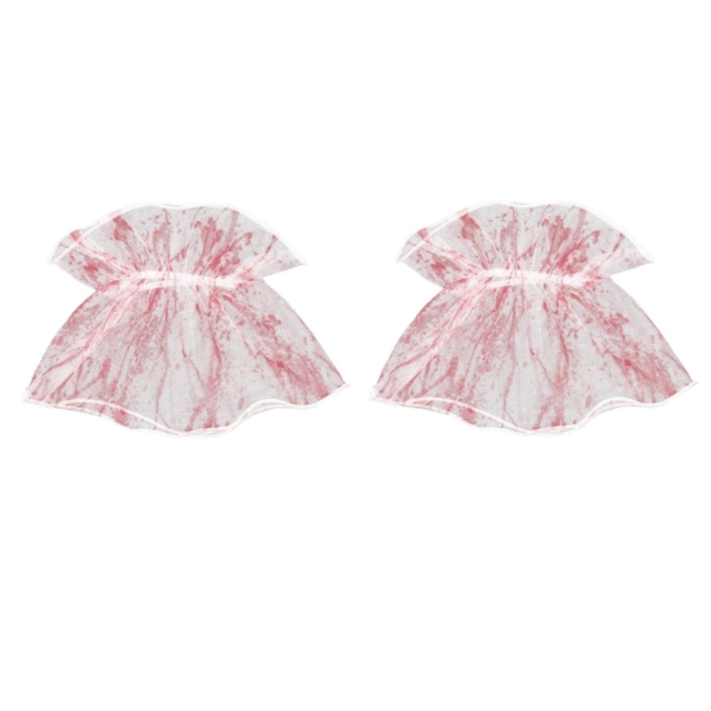 Pleated Ruffles Blood Colored Dress Up Set Elastic Lace Halloween Fake Sleeves Masquerade Ball Style C