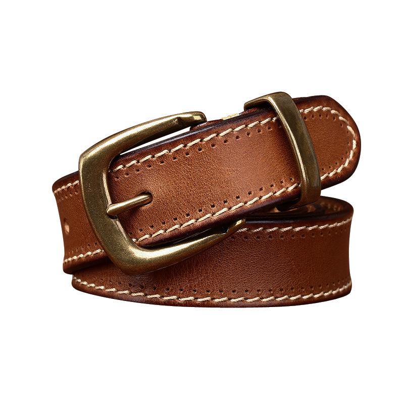 Pásek Pánská móda Trend Retro Snadné ladění První vrstva Hovězí kůže Kožená Spona Mládež Běžné džíny Pásek Pánské