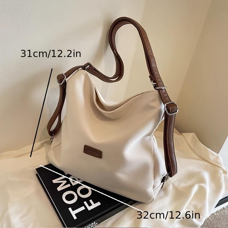 Chic Canvas Tote Bag For Girls Adjustable Strap Casual Style Perfect For Work & School Large-Capacity Commuter Single-Shoulder Cross-Body Backpack