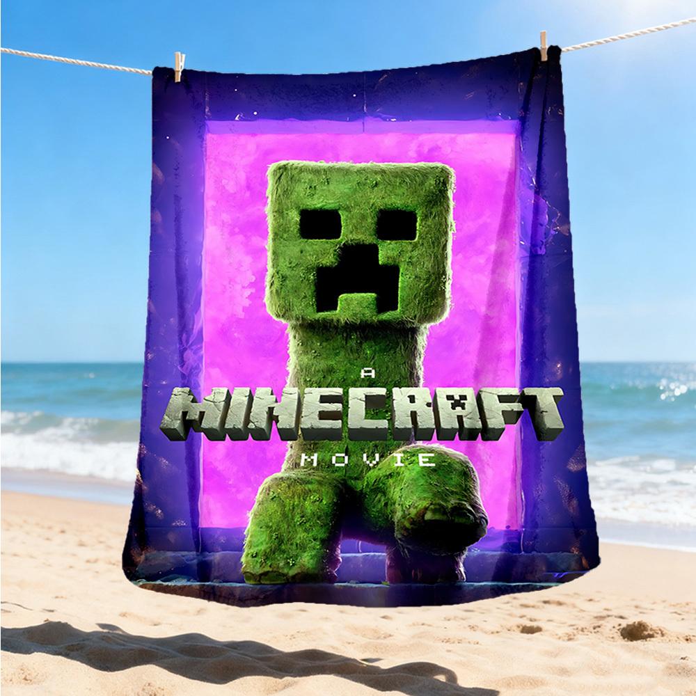 1 шт. Плед из фланели для улицы по мотивам фильма Minecraft, Уютный и теплый, Мягкий, Игривый дизайн, Для сна, Кемпинга, 80x120cm
