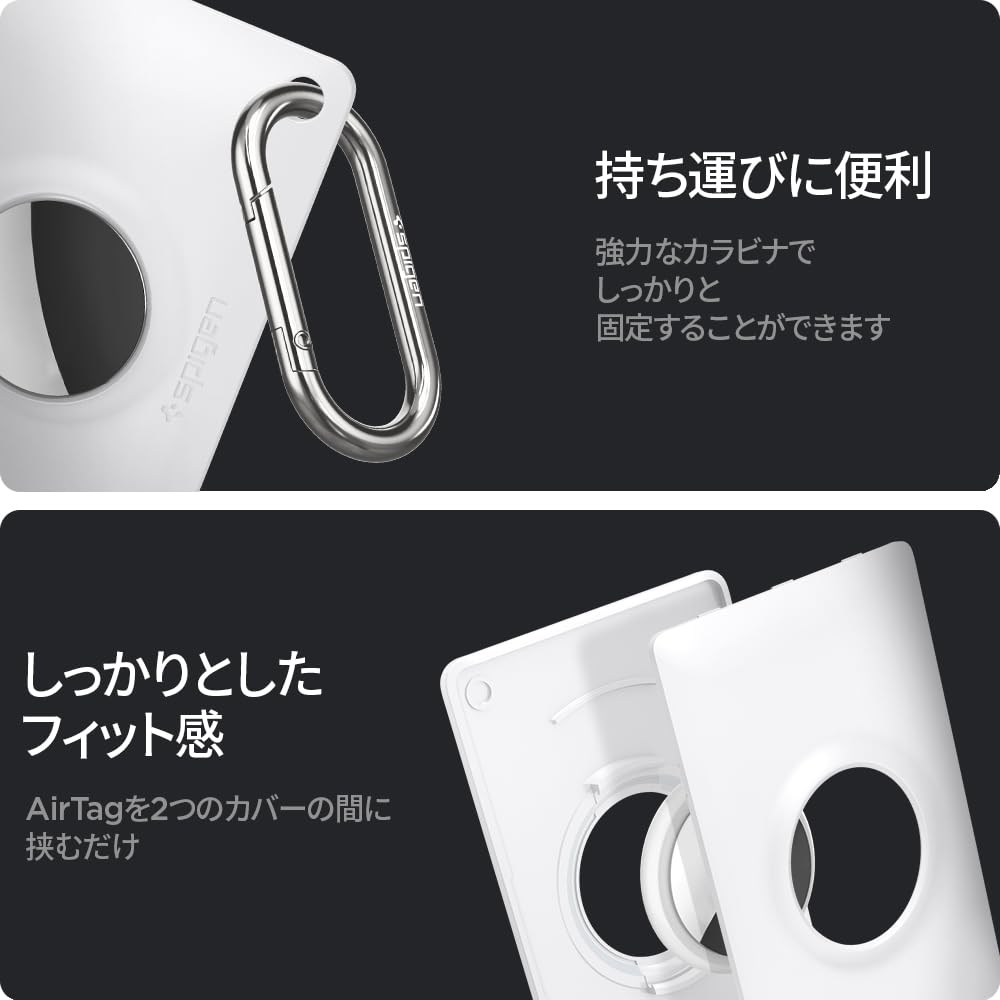 Spigen AirTag Case Card Type Keychain with Carabiner Wallet Wallet Storage Slim Lightweight Lost Prevention Shockproof Air Tag Case Air Fit AMP01835