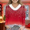 Christmas Day Girls Long Sleeve T Shirts Kids  Girls' V-Neck Tee Christmas Print Long Sleeve Top