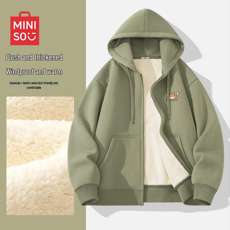 

MINISO Men s Winter Sherpa-Lined Hooded Sweatshirt 3XL