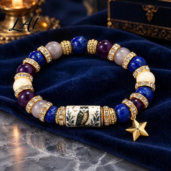 Cute Owl Cat Bird Bracelet Stretch Deer Beaded Bracelet Retro Animal Bead Bull Skull Birthday Present for Her Elastic Boho Women Autumn Holiday