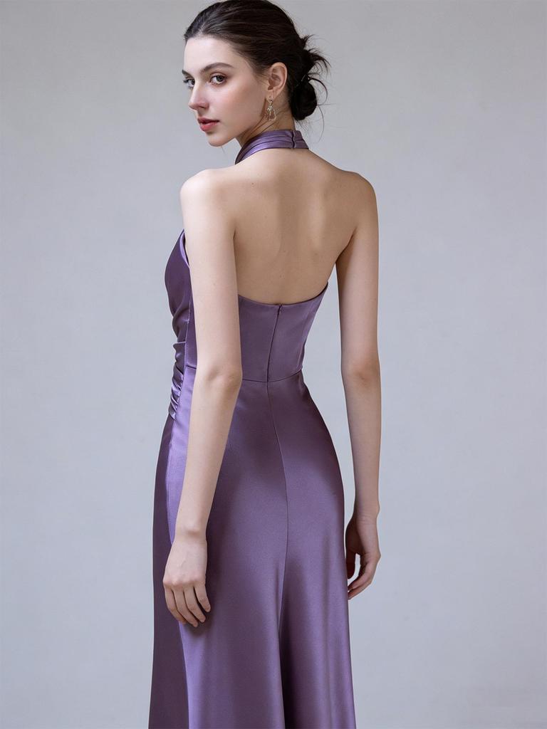 High-End French Halter Evening Gown & Bridal Robe