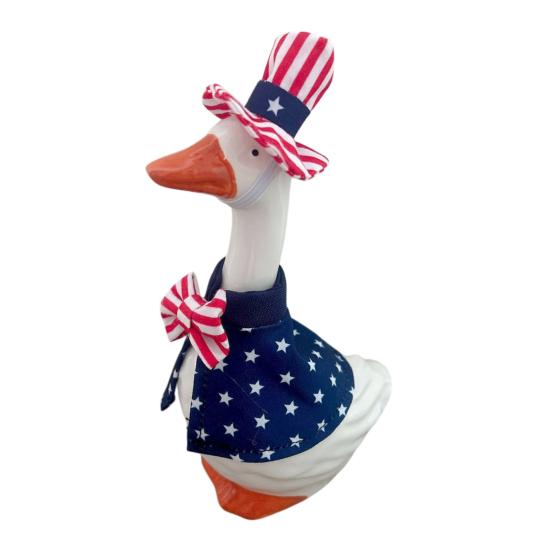 Goose Costume for 7 Inch Mini Desk Goose Doll Patriotic 4th of July Outfit with Hat And Dress Independence Day Festival Decoration