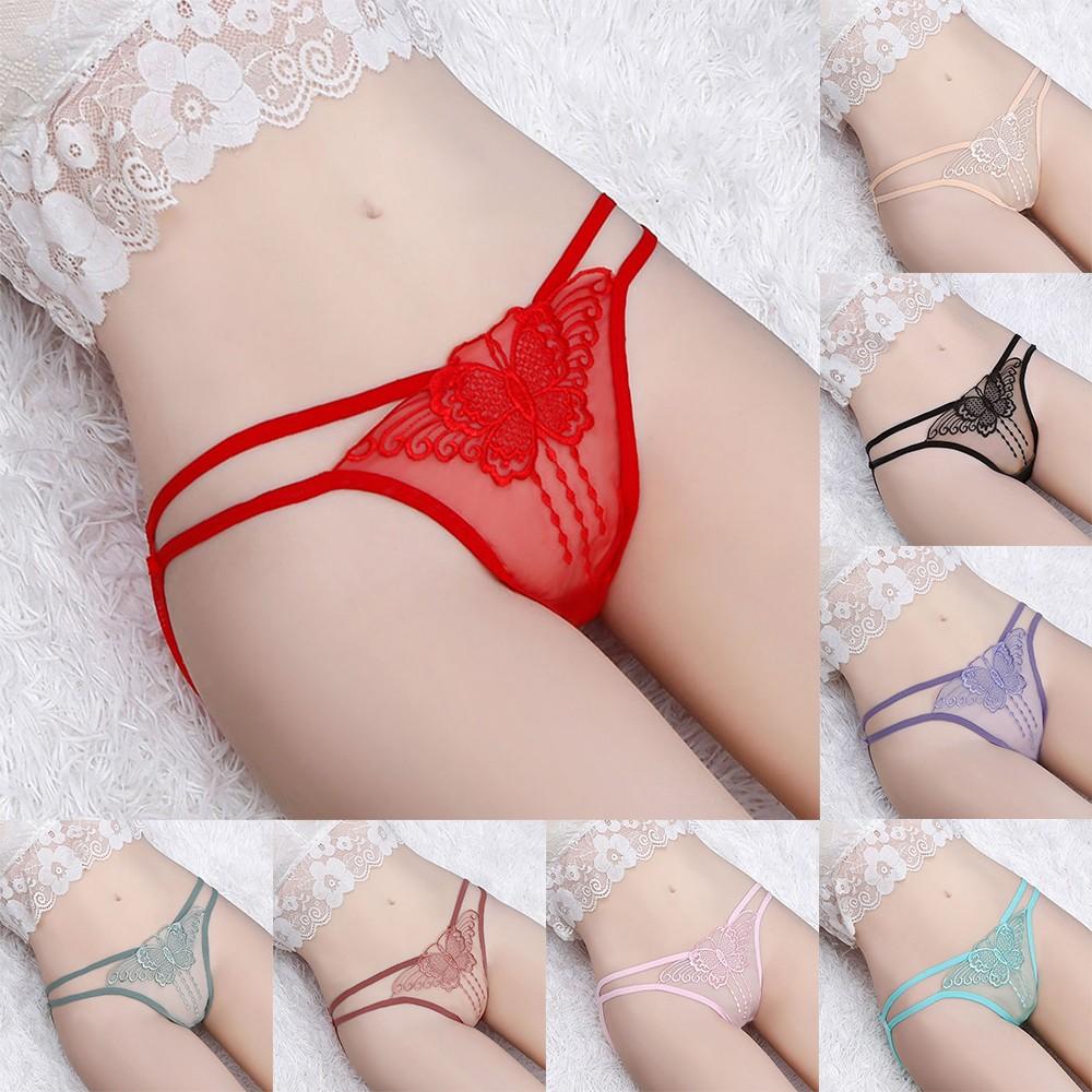 Women Lace-Trimmed Mesh Comfortable Transparent Breathable Embroidered Briefs