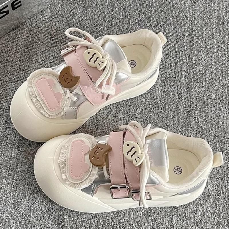 Fashion 2025 New Korea-Style Chunky Sneakers Women White Platform School Shoes Versatile Spring Casual Fashion Platform Sneakers