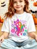Kids Rainbow Ghost Bow Bat Flower Star Graphic Tee Boys Girls Family Matching Short Sleeve Halloween Party Casual Daily T Shirt