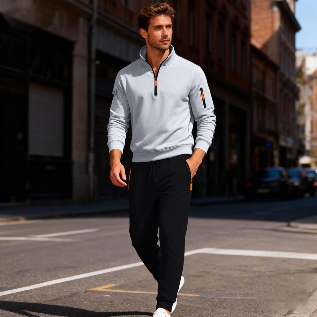 Men's Sweatshirt Suit Men's Solid Color Casual Sports Suit Sweatshirt Suit
