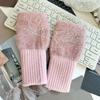 1Pair Warm Half Finger Gloves Can Write Students' Winter Touchscreen Gloves