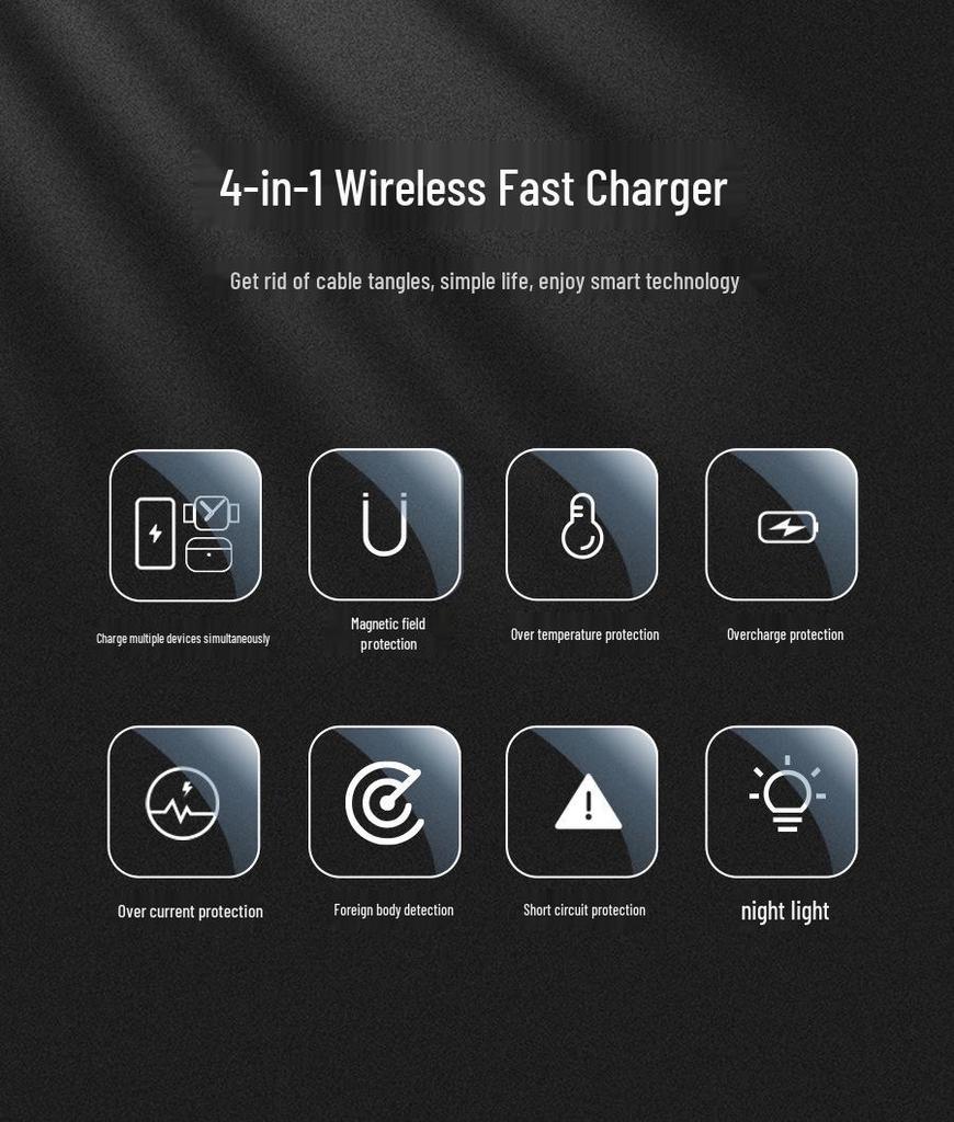 Qi2.2 Magnetic Wireless Charger & Night Light for Apple Phones, Watches, Earbuds
