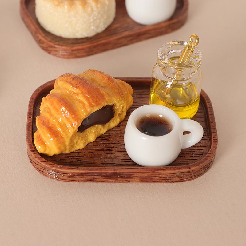 Dollhouse Miniature Food Tray: Bread, Coffee & Jam Ornaments