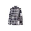 Check Spliced Square Collar Single-Breasted Shirt Dark Gray 80185701