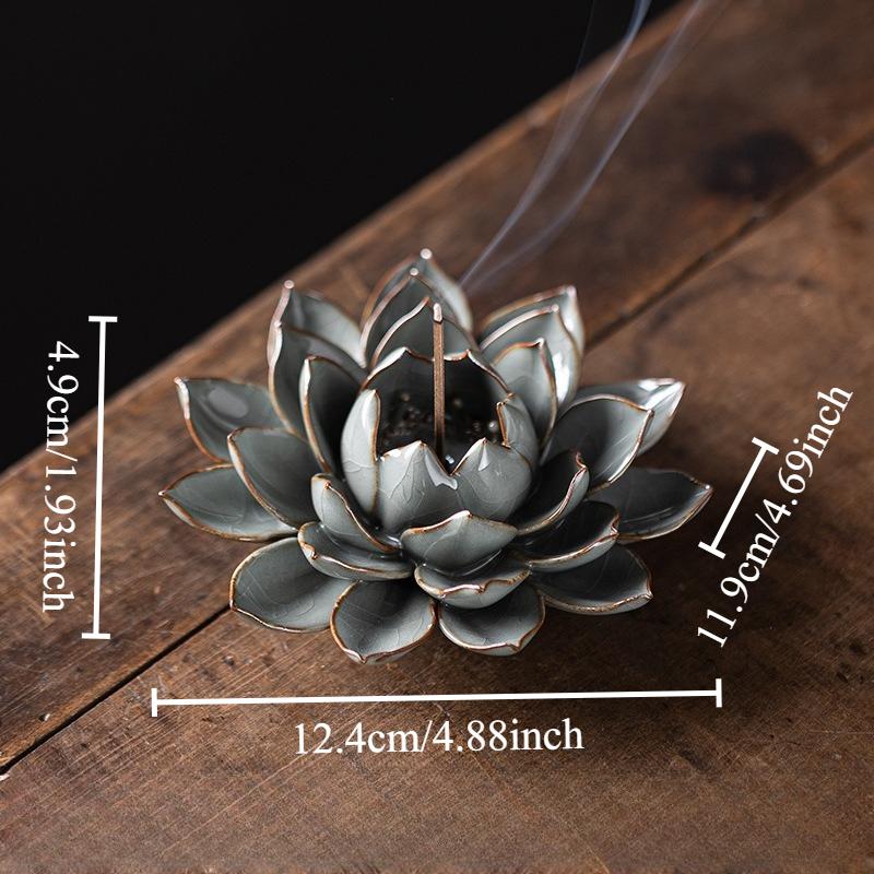 1pcs Creative Handmade Incense Holder Lotus Plate Burner Home Indoor Retro Base Ceramic Ornament Safe Material