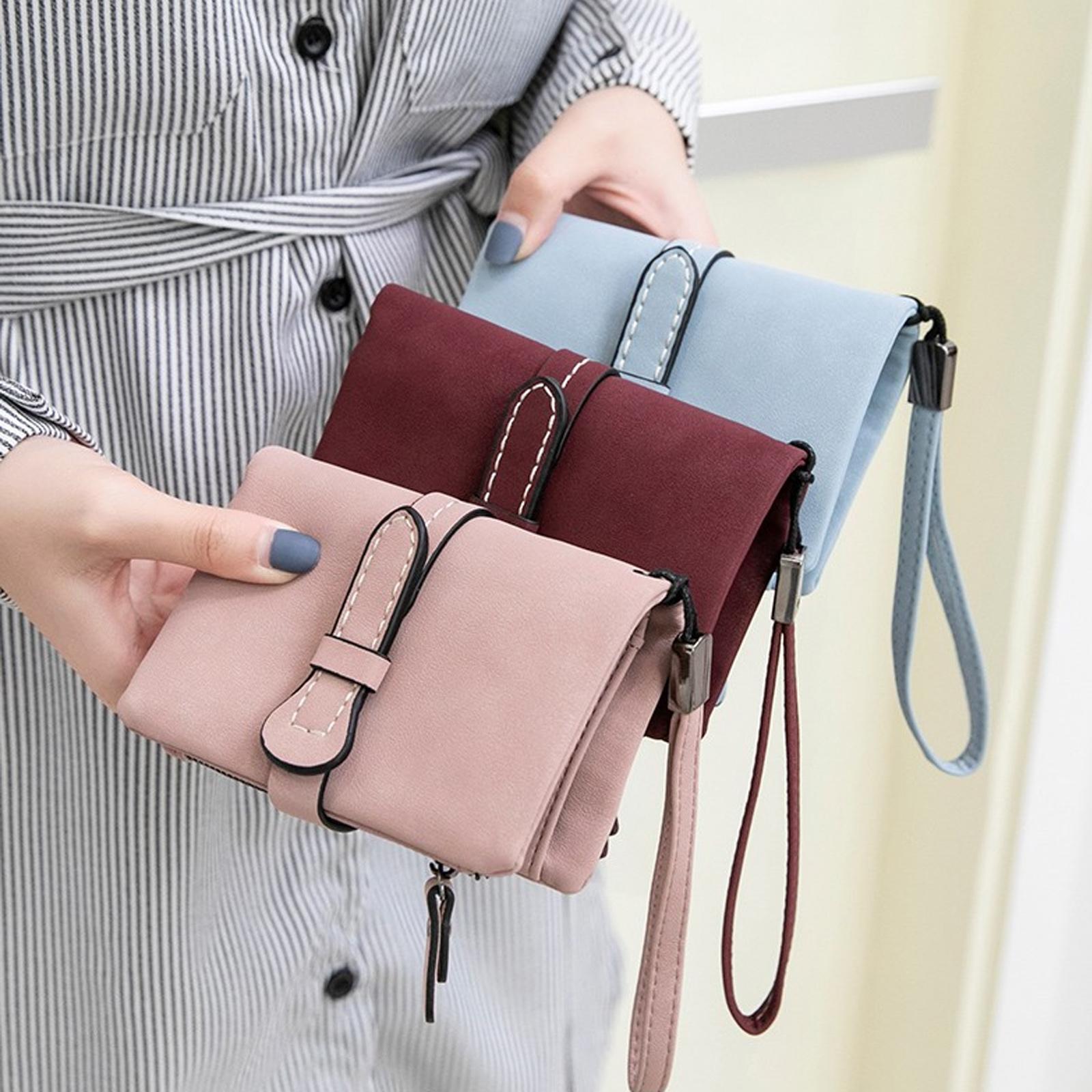 

Женский матовый кошелек, тройной короткий кошелек, кошелек с несколькими слотами для карт, искусственная кожа, молния, деньги, монета, держатель для удостоверений личности, милый клатч для девочек