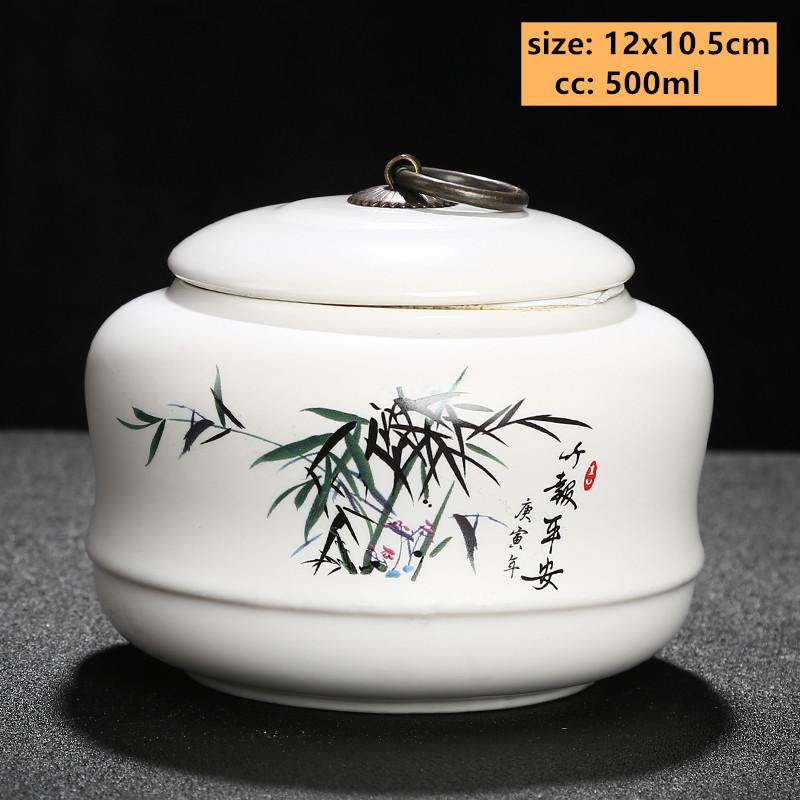 Exquisite Flower Patterns Ceramics Tea Caddy Portable Sealed Tea Leaf Containers Travel Tea Bag Storage Box Spice Organizer