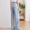 Past Women's New Chinese Style Embroidered Loose Wide-Leg Denim Pants