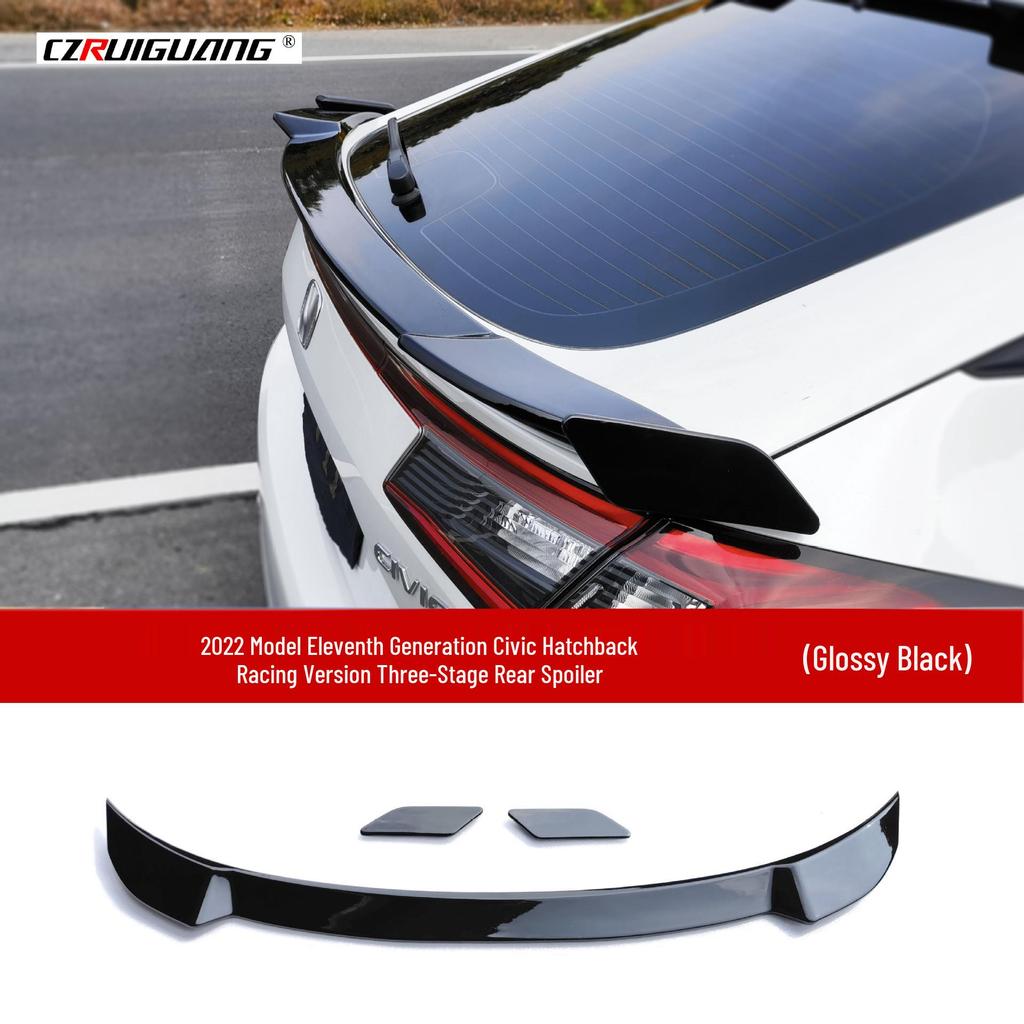 Compatible with 11th Gen Civic Hatchback: Louver Window Trim & Roof Wing Spoiler Kit