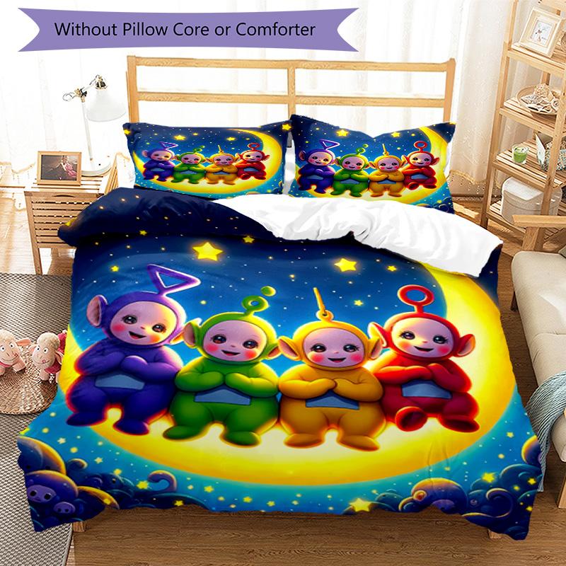 Teletubbies Moonlit Adventure 3‑Piece Bedding Set,Soft Duvet Cover with 34 Pillowcases,Multi‑Scene Home Dorm Use,Ideal Gift for Birthday & Holiday