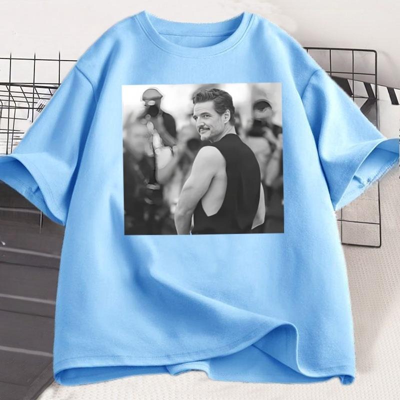 Camiseta Pedro Pascal Daddy Unisex MUJERES Vintage 90s Camiseta Gráfica Algodón Manga Corta Cuello Redondo Streetwear Ropa Unisex Y2k Tops