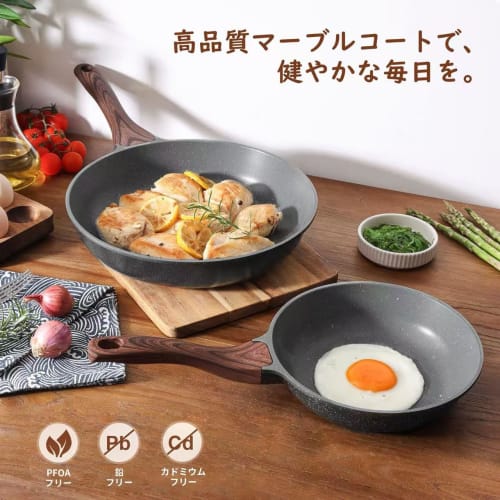SENSARTE 28cm Frying Pan, Lightweight, Induction & Gas Compatible, Marble Coat, Non-Stick, Non-Toxic, Easy to Clean, Gray, High Heat Efficiency, One-Y