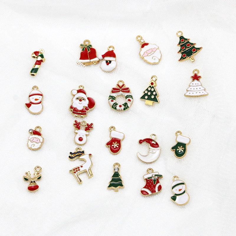(20Pcs/pack)Mixed Metal Pendants Christmas Mini Decoration Semi-finished  Crafts Xmas Christmas Tree Elements Hanging DIY