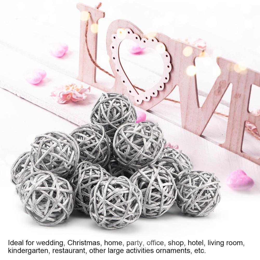 20Pcs Rattan Balls for Garden Wedding Party Christmas Decoration(Silver)