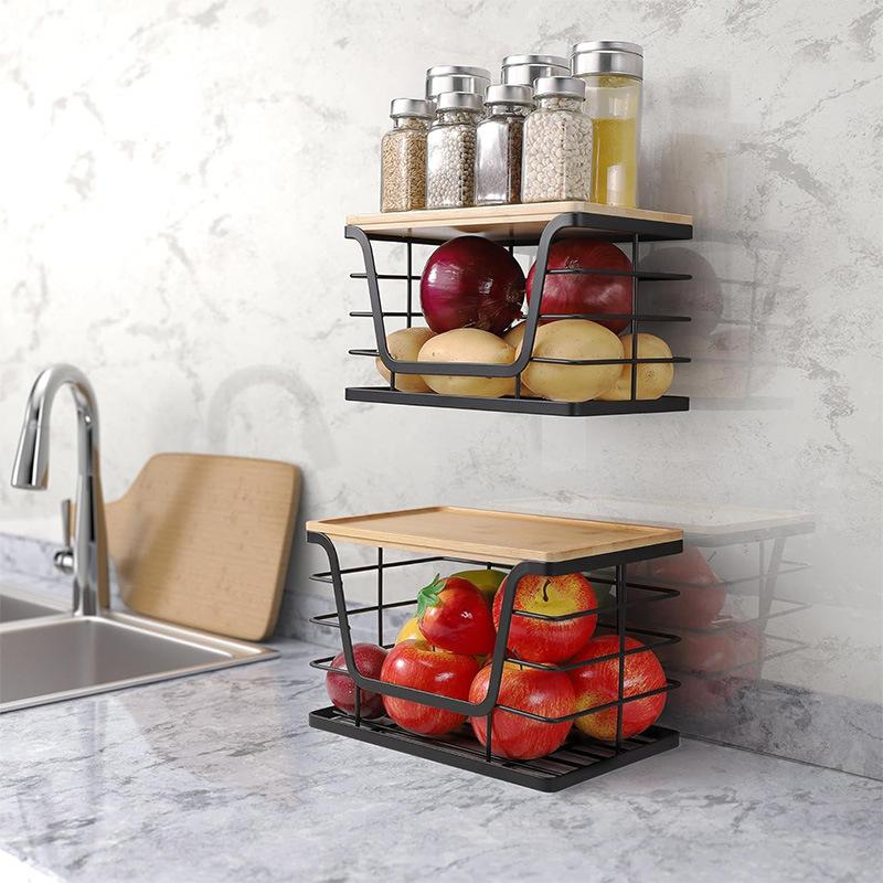 Countertop storage rack, kitchen cabinet organiser, set of 2 (large and small)
