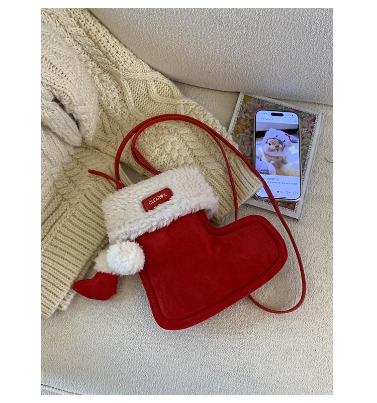 

Christmas deerskin velvet small boots bag 2025 autumn and winter new niche design shoulder messenger mobile phone bag