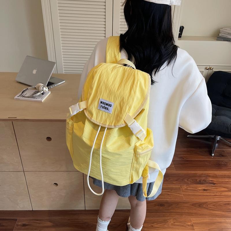 Schoolbag Seasonal New Casual Backpack Large Capacity Backpack Commuter Drawstring Flip Lightweight Travel Backpack