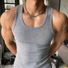 Men's Vest Fitness Elastic Cotton Vest Thickened Coarse Ribbed 230g 2X2 Vest American Style Sweat-Absorbent Sports Vest