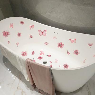 6pcs Bathroom Wall Stickers Waterproof PVC Flower Pattern Non Slip Bathtub Decals Easy To Paste for Home Decoration