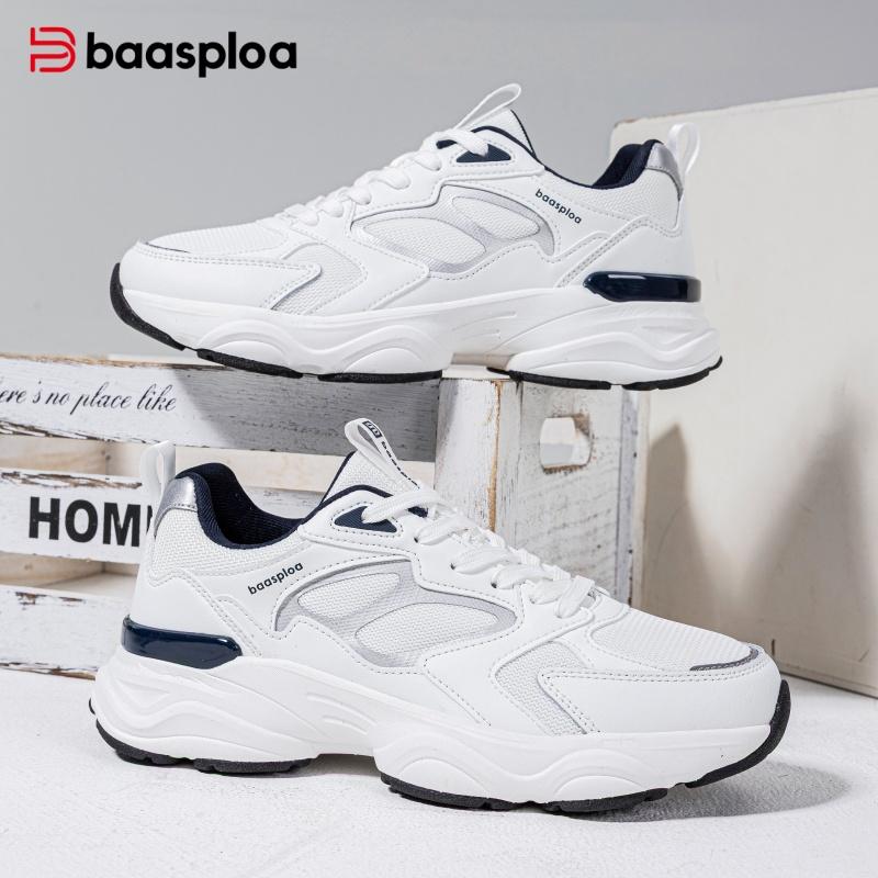 BAASPLOA Damen Sportschuhe mit dicker Sohle, Mesh Laufschuhe, Freizeitschuhe, Wanderschuhe, Studentenschuhe, weiße Schuhe, flache Sportschuhe, Tennisschuhe