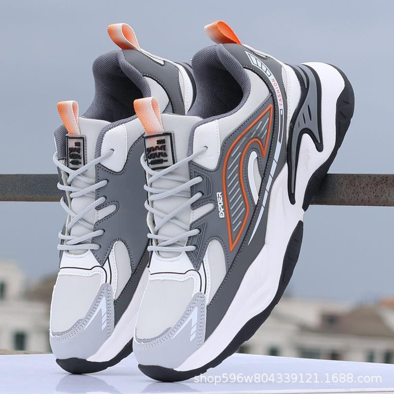 New leather men's shoes 2024 autumn and winter lightweight men's casual sports shoes non-slip, shock-absorbing and wear-resistant running shoes