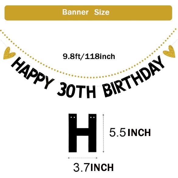 Happy 30th Birthday Banner for 30th Birthday Party Decoratiopns Supplies